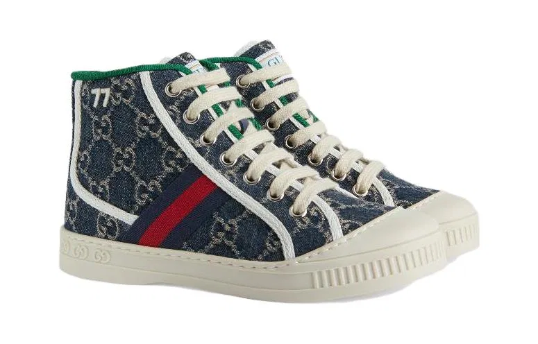 Детские кроссовки для скейтбординга с принтом GG Tennis 1977, GUCCI, Denim Blue — фото 4