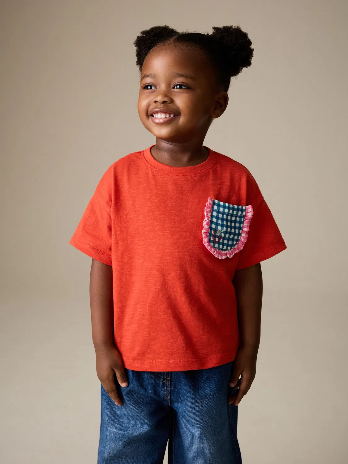 Футболка с коротким рукавом и карманом, Red Gingham Next, красный гингем