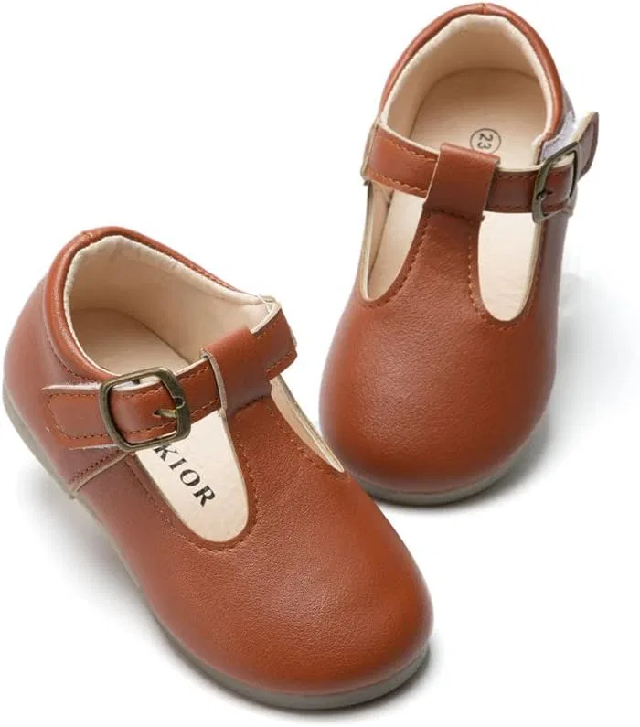 Детские балетки для девочек с бантом Meckior, Brown