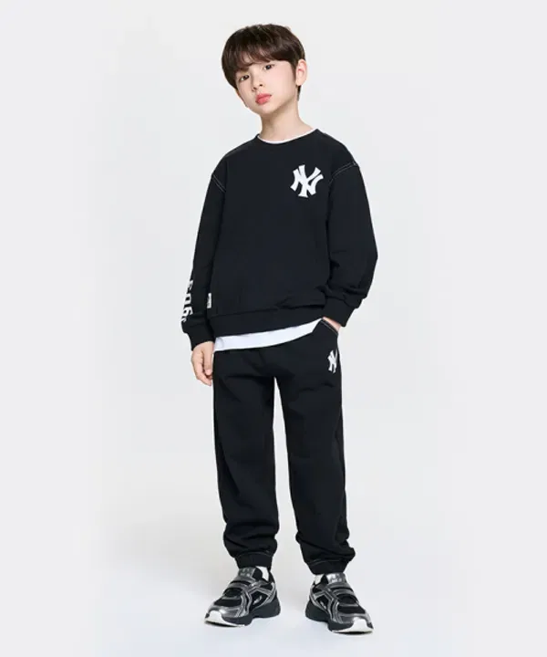 Спортивный базовый слоеный сет из свитшота и брюк, SPORTIVE BASIC Mlb Kids, черный — фото 3
