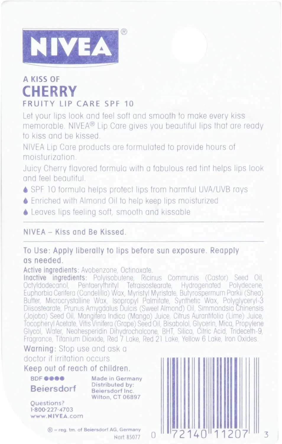 Тinted Lip Care бальзам для губ NIVEA, с вишневым вкусом, 4.8 г, красный — фото 3