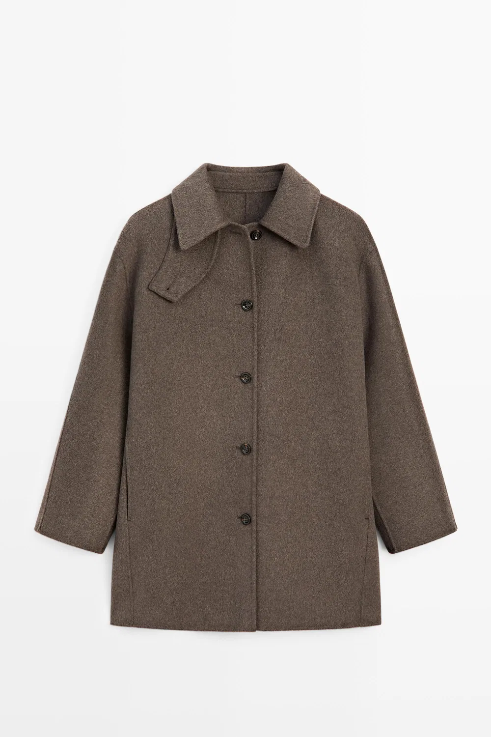 Пальто Massimo Dutti, из шерстяной смеси, коричневый — фото 2