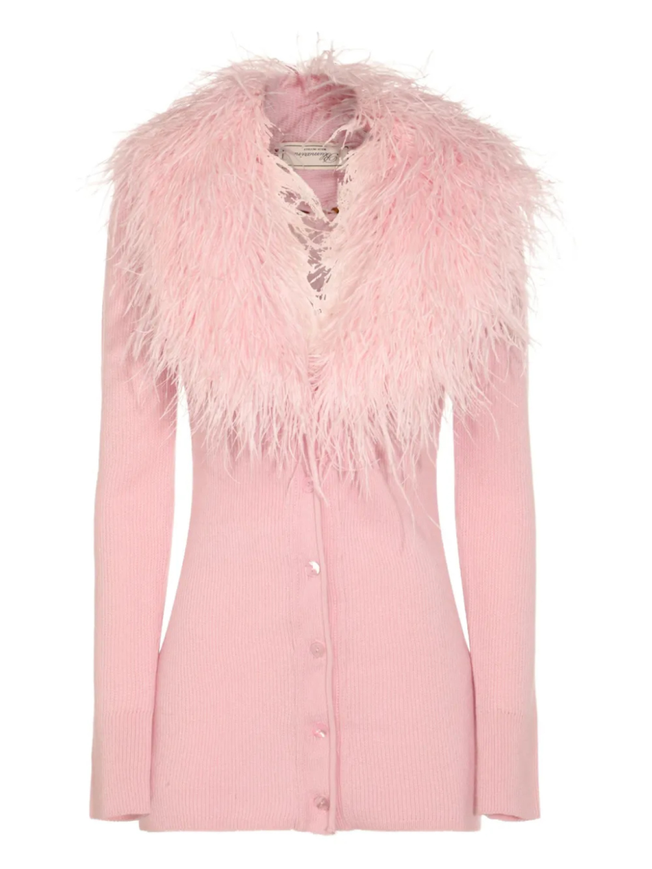 

Кардиган с отделкой из перьев Blumarine, розовый