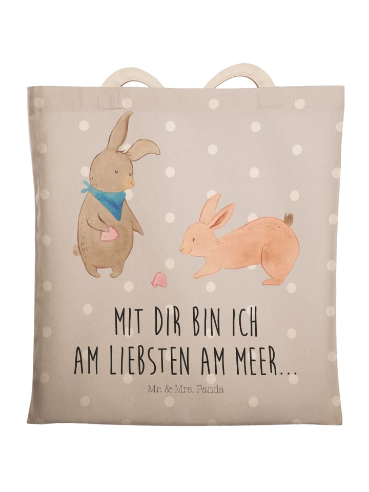 

Шоппер Mr. & Mrs. Panda Einkaufstasche Hasen Muschel mit Spruch, цвет Grau Pastell
