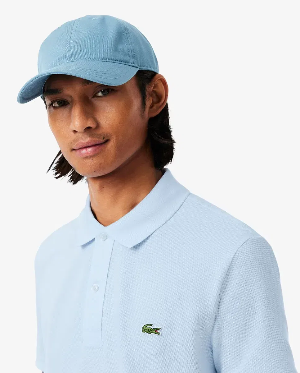 Мужское поло Lacoste с коротким рукавом, из хлопка пике, Azul Claro — фото 3