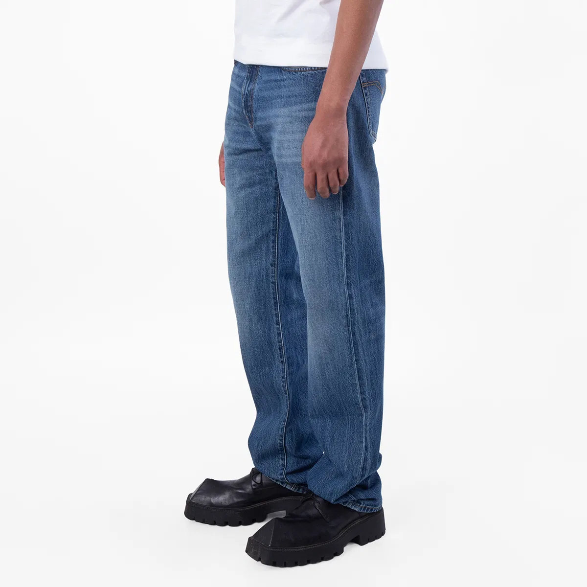 Джинсы прямого кроя Light Wash Straight Jeans Versace, Medium Blue — фото 4