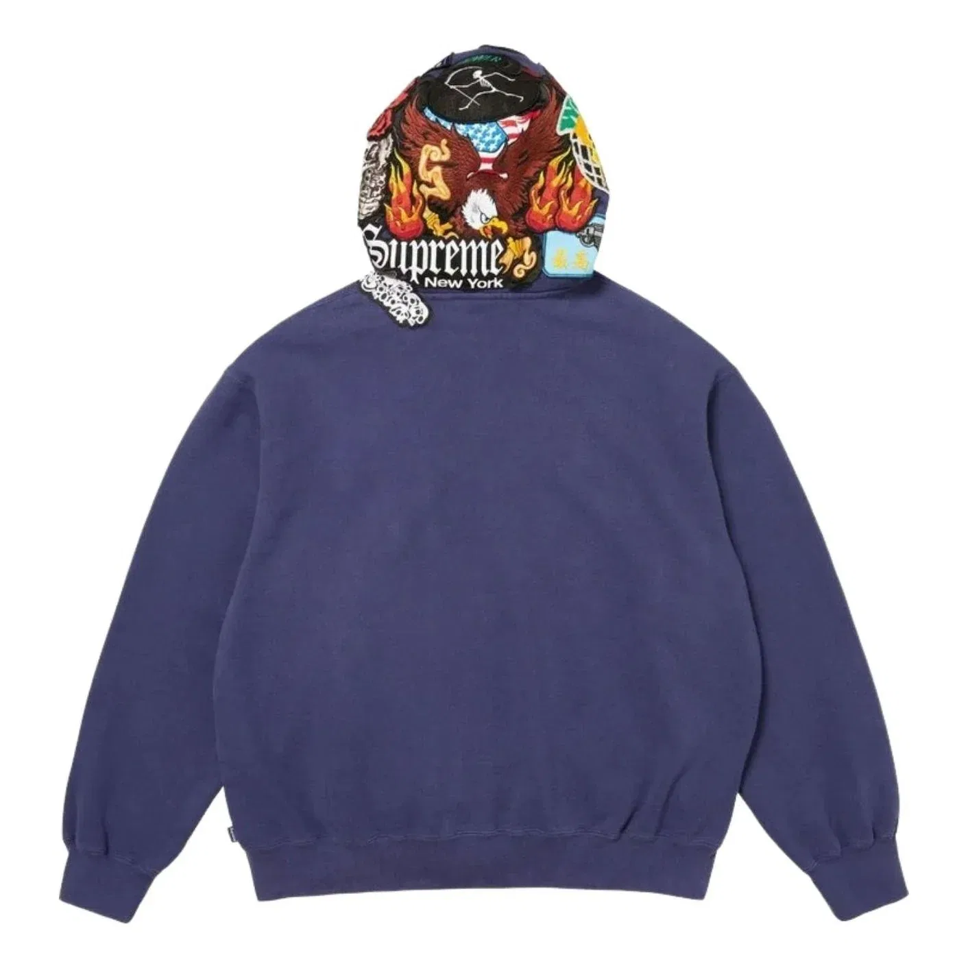 Мужское худи FW26 Patches Zip Up Hooded Sweatshirt 'Blue' Supreme, синий