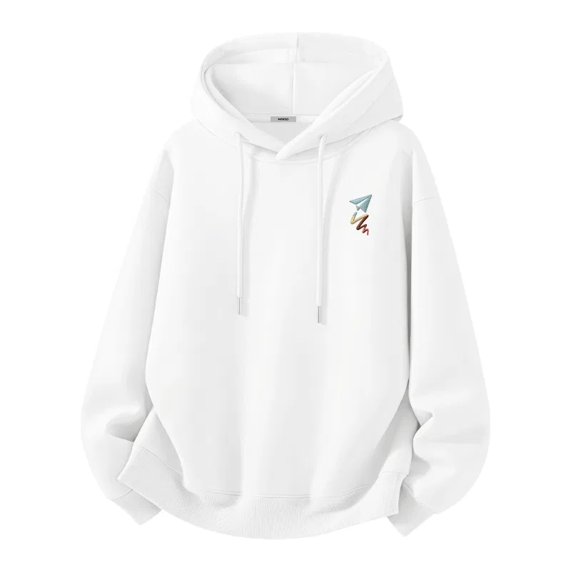 Детский свитшот утепленный на флисе с принтом MINISO, White (Ma Flying to Dream Chest Logo)
