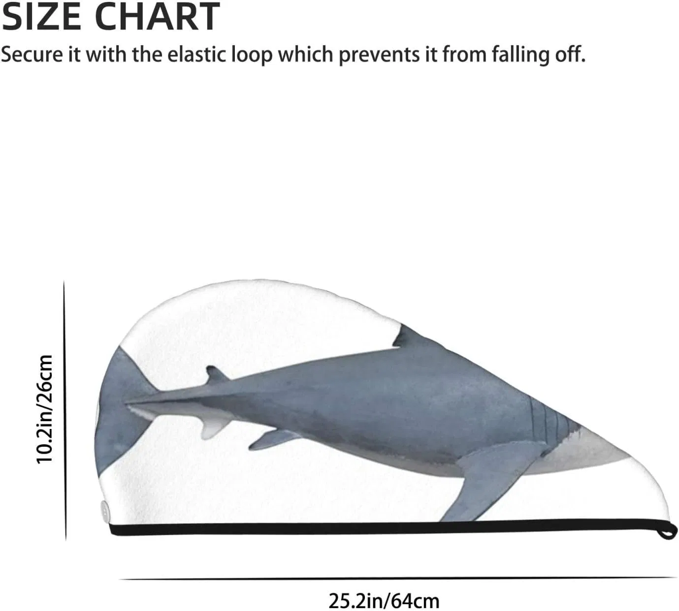 Шапочка для душа Great White Shark, YoupO, 25.2x10.2 дюймов — фото 4
