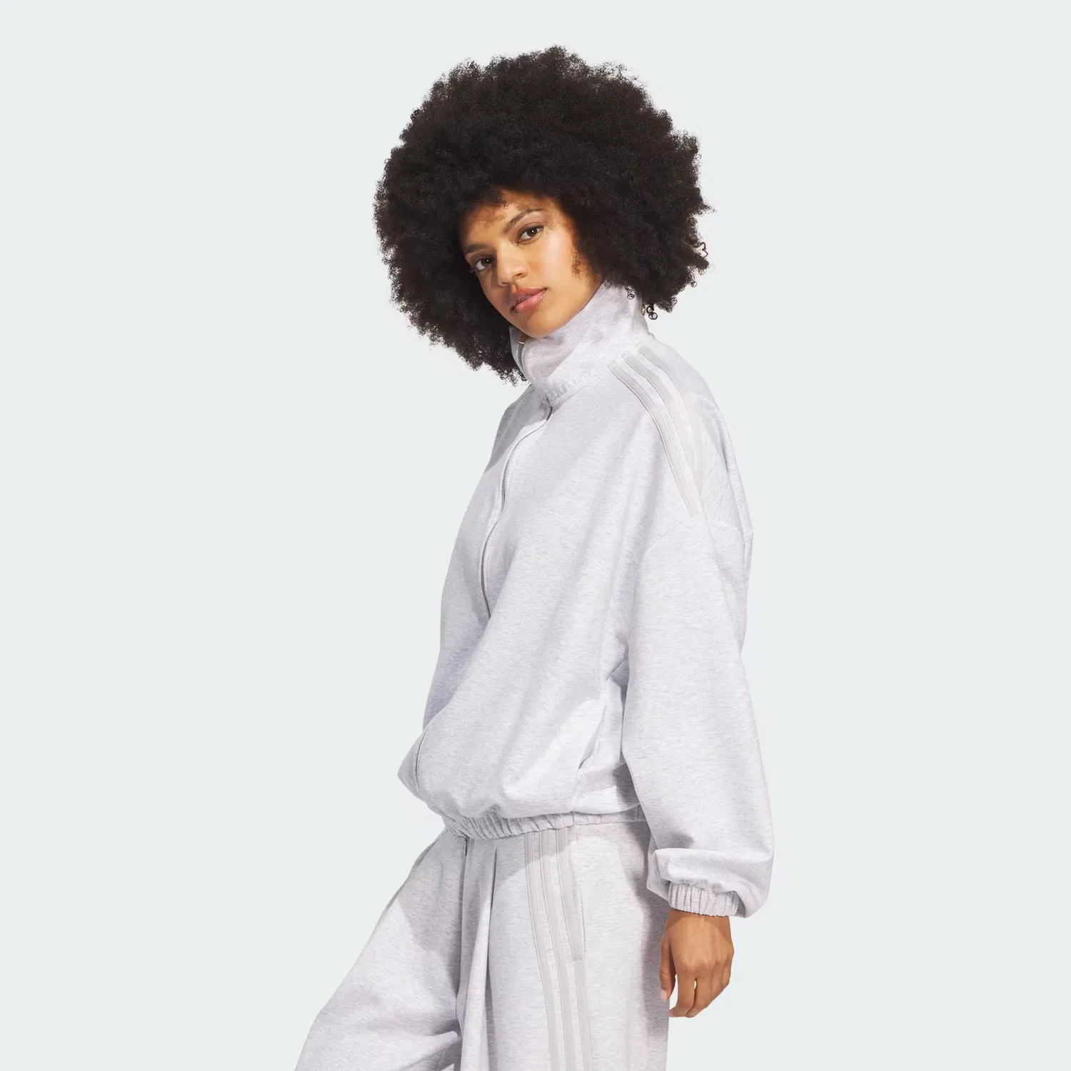 Женская олимпийка на молнии свободного кроя Adidas Originals, светло-серый меланж