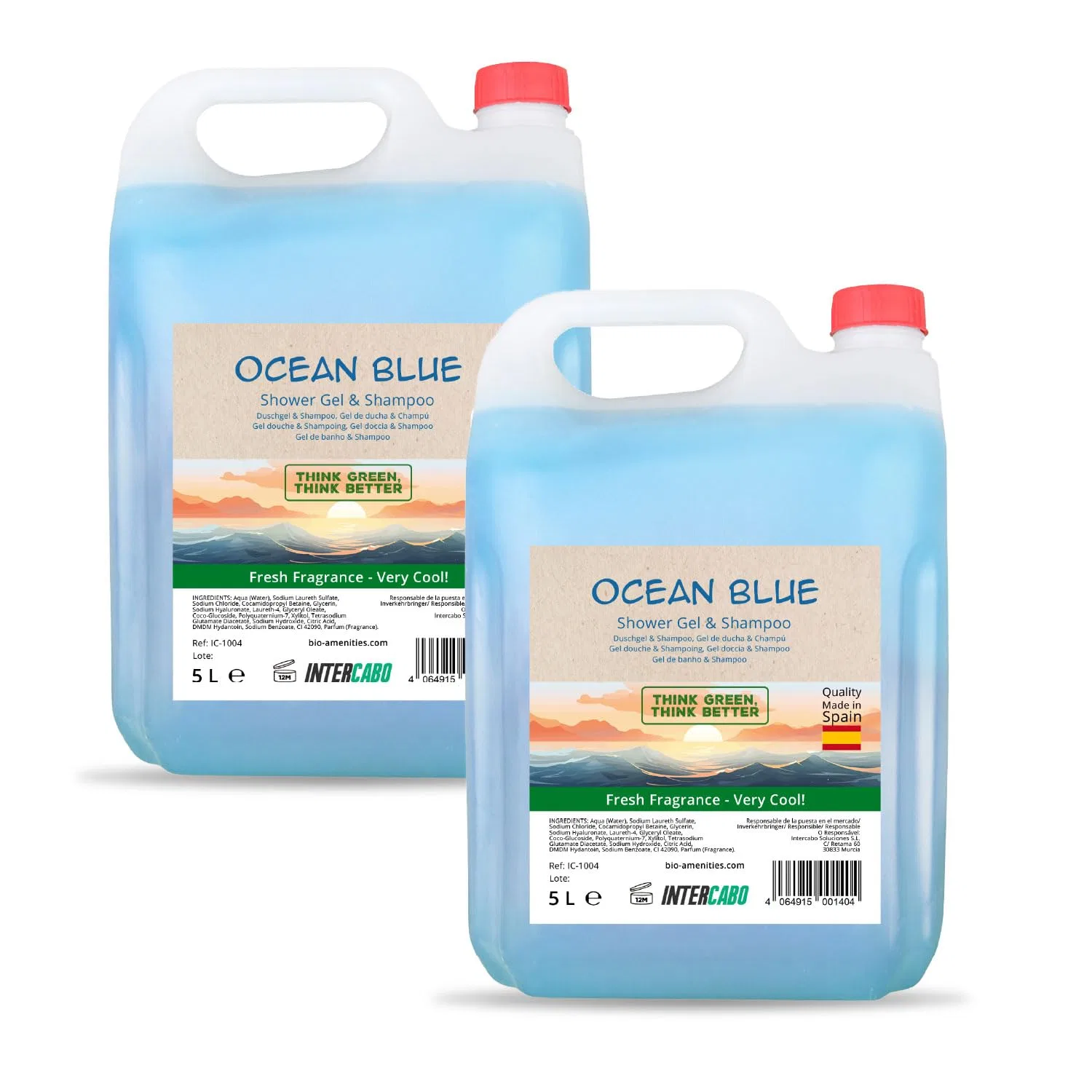 2-in-1 Гель для душа и шампунь, Ocean Blue, INTERCABO, 2 x 5L