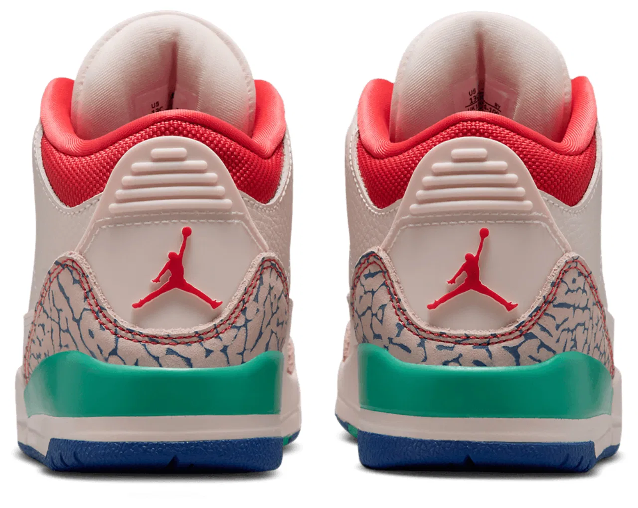 Детские кроссовки для мальчиков с кожаным верхом Jordan Retro 3 Jordan, White/Red/Green — фото 3