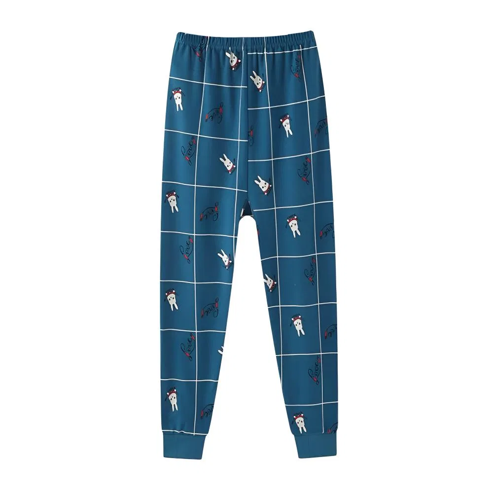 Детские термоштаны с принтом Cotton Gene, Blue Green Bunny