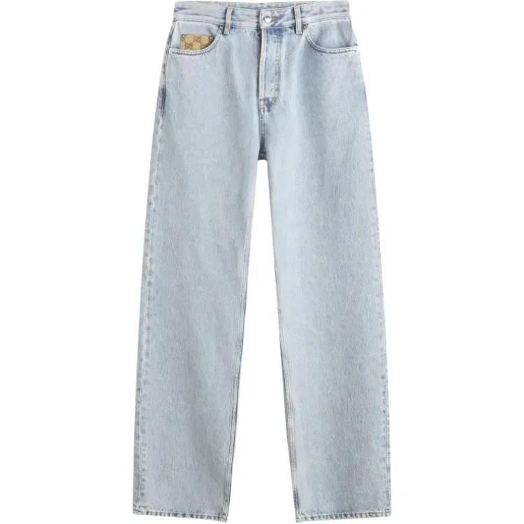 Джинсы GUCCI Washed Denim, Gg Insert, Light Blue