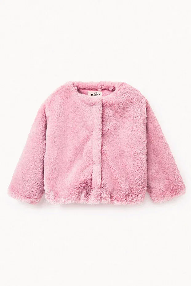 Детская куртка для девочек из искусственного меха Marvy, Pink — фото 4