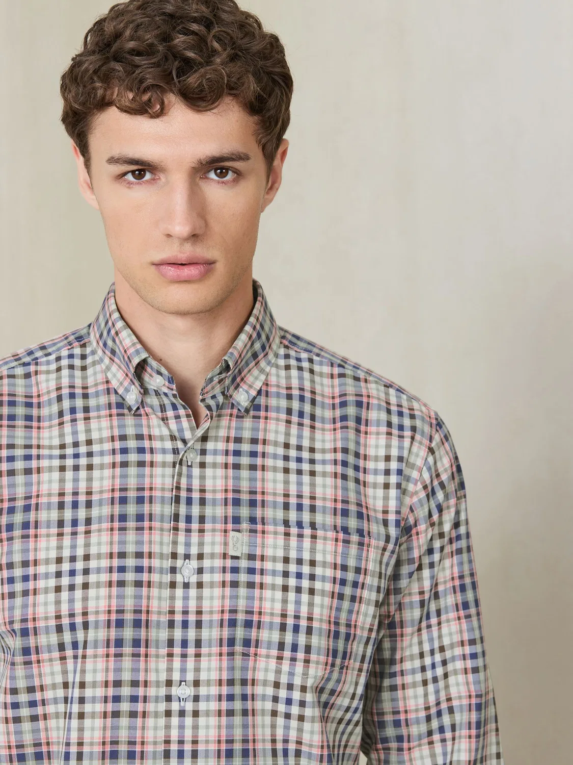 Рубашка оксфорд Regular Fit, Neutral/Pink Gingham Next