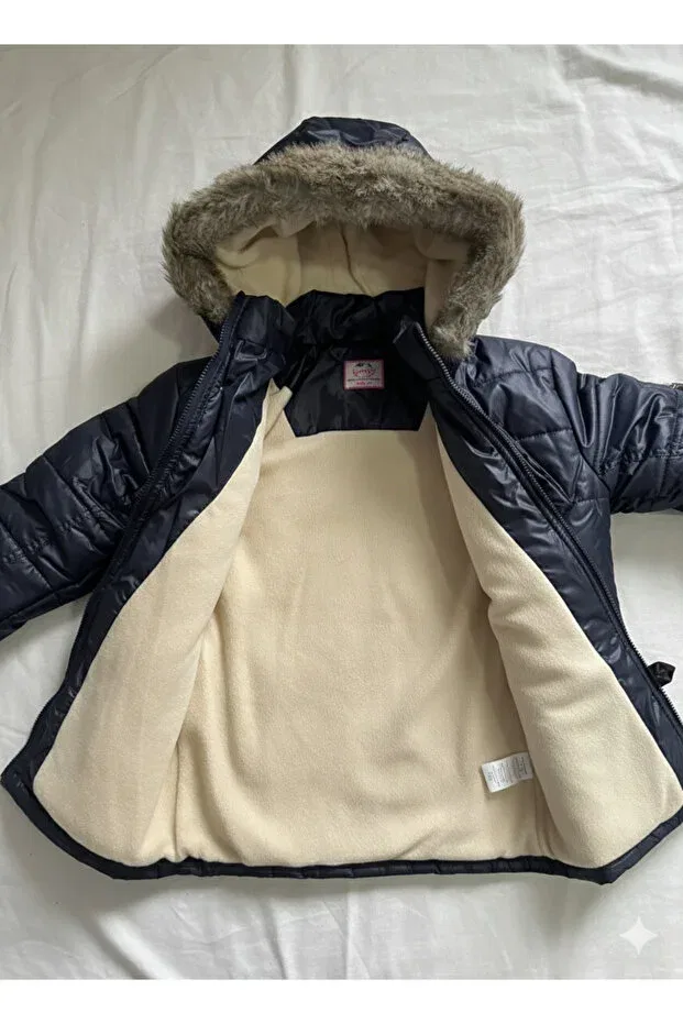 Детское пальто для мальчиков с капюшоном Tinytrend, Navy Blue — фото 4