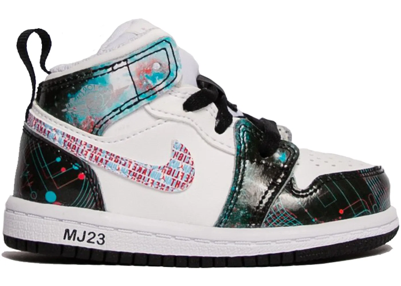 Детские кроссовки с кожаным верхом Jordan 1 Mid SE Jordan, White/Bright Crimson-Blue Hero