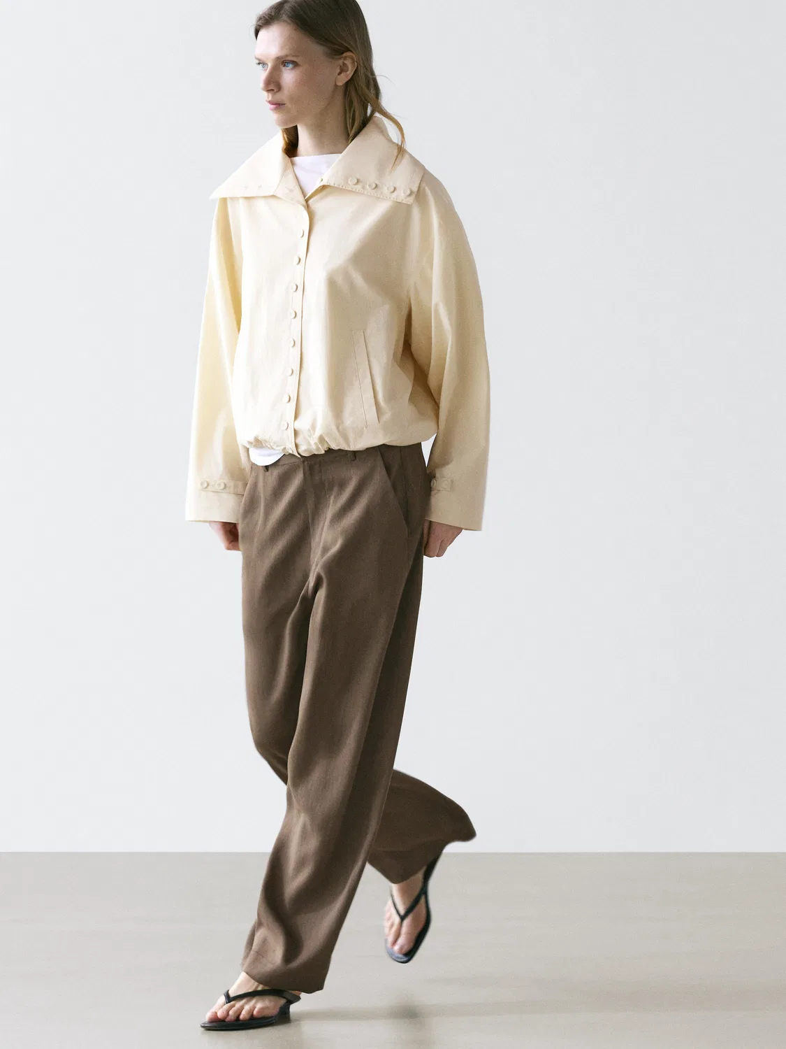 Свободные брюки с эластичным поясом Massimo Dutti, темно-зеленый — фото 3