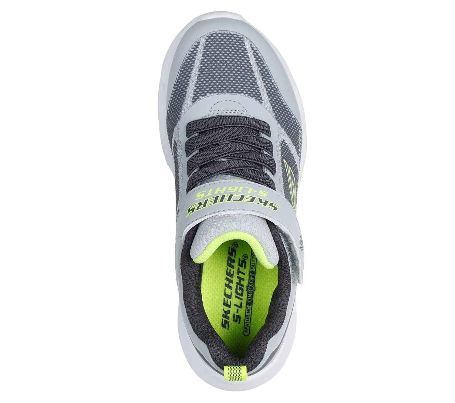 Детские кроссовки для мальчиков со светодиодами Glide-step Lights Skechers, Grey Synthetic Textile Lime Trim — фото 3