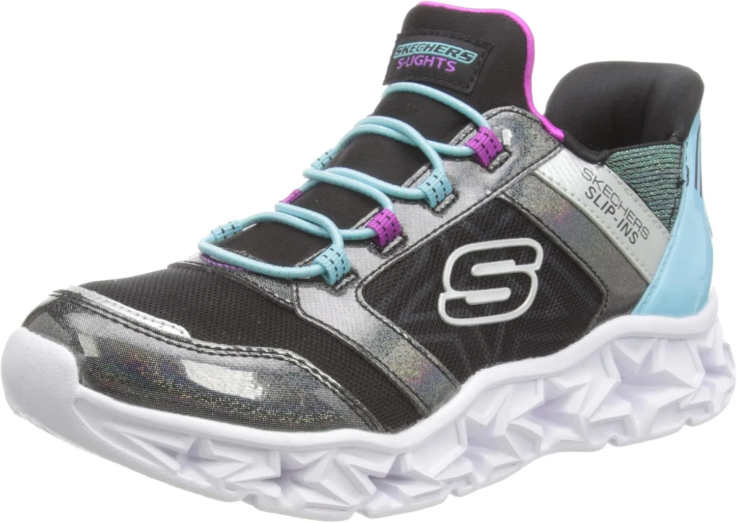 Детские кроссовки для девочек с принтом Galaxy Lights-Bright Cosmic Skechers, Black/Multi