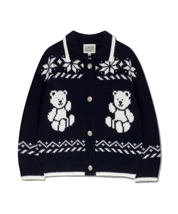 Кардиган с воротником и скандинавским узором, Kids Nordic Bear, Marithé Kids, Navy — фото 2