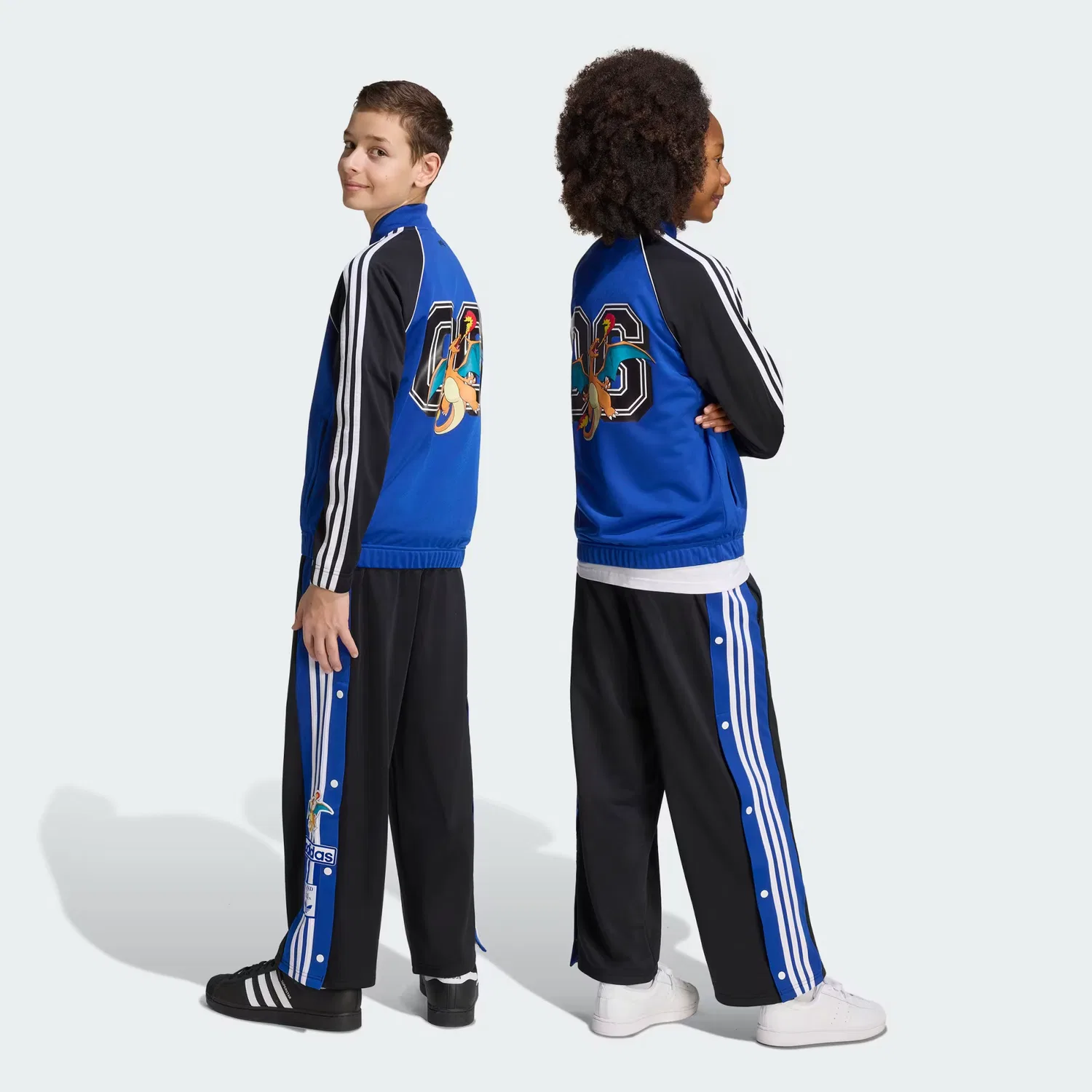 Детские штаны свободного кроя с принтом Pokémon Adibreak Adidas Originals, черный — фото 2