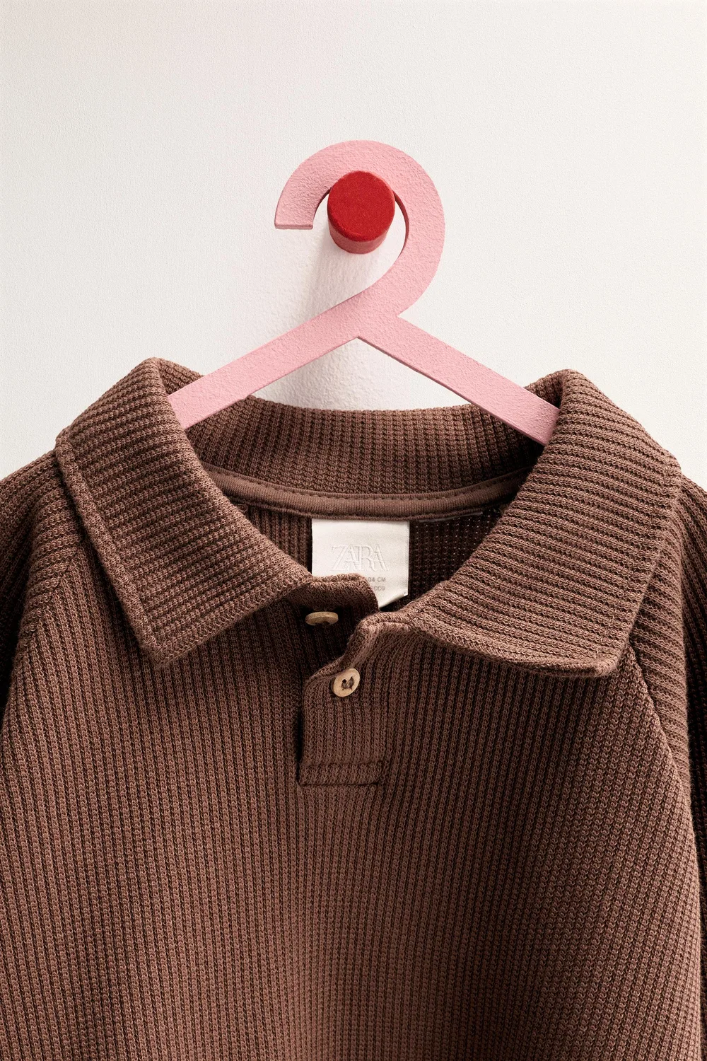 ZARA TIMELESS - Поло-свитшот из вафельной вязки, Brown — фото 3