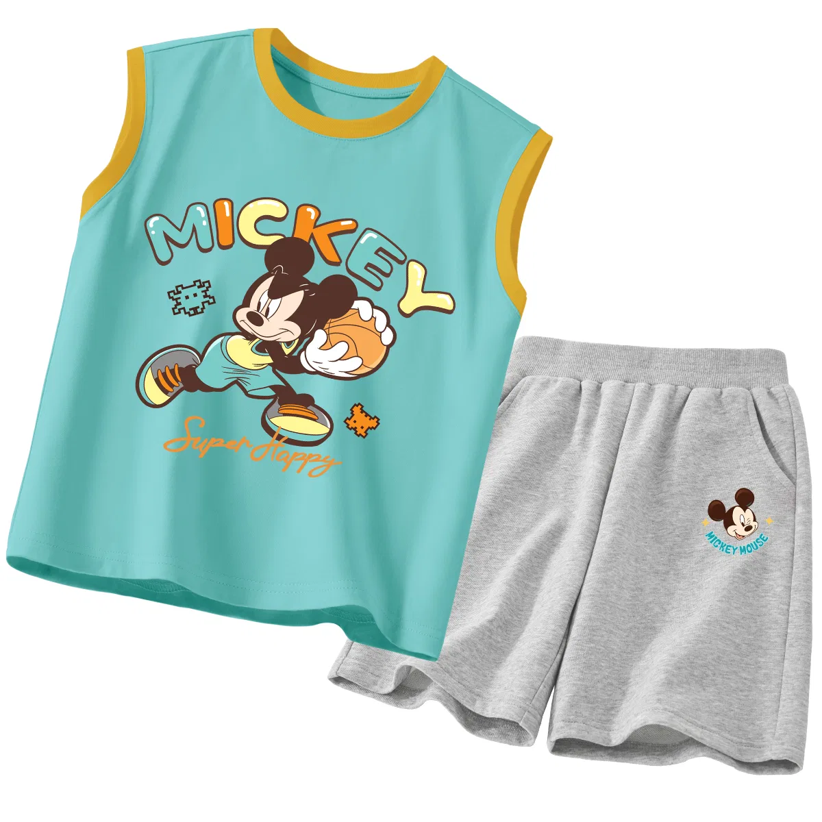 Детский спортивный костюм с круглым вырезом, легкая ткань, Disney, Di Ball Orange Blue+Di Cute Star K Gray