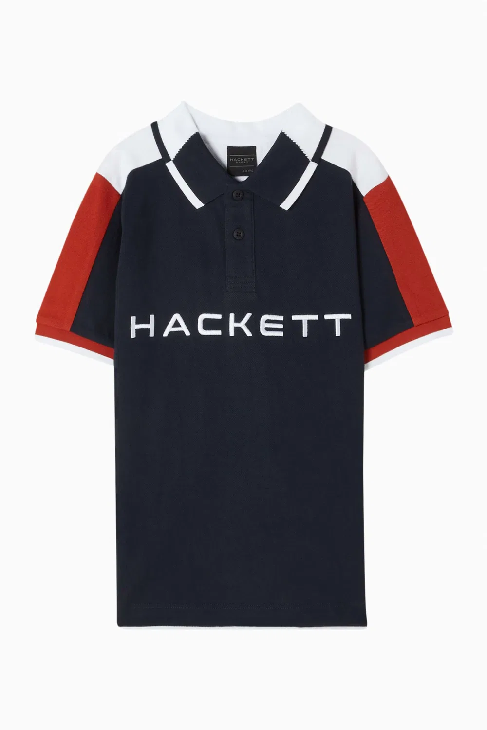 Поло хлопковое с цветными блоками Hackett London, синий