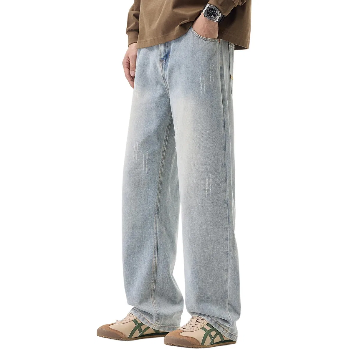 Детские джинсы свободного кроя с потертостями Tonlion, Light Blue