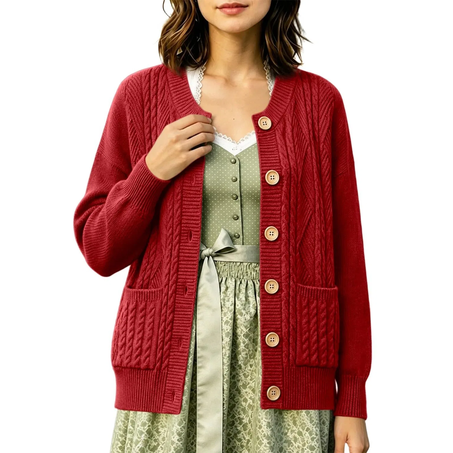 Женское легкое кардиган с кружевными вставками с коротким рукавом, 2-rosso