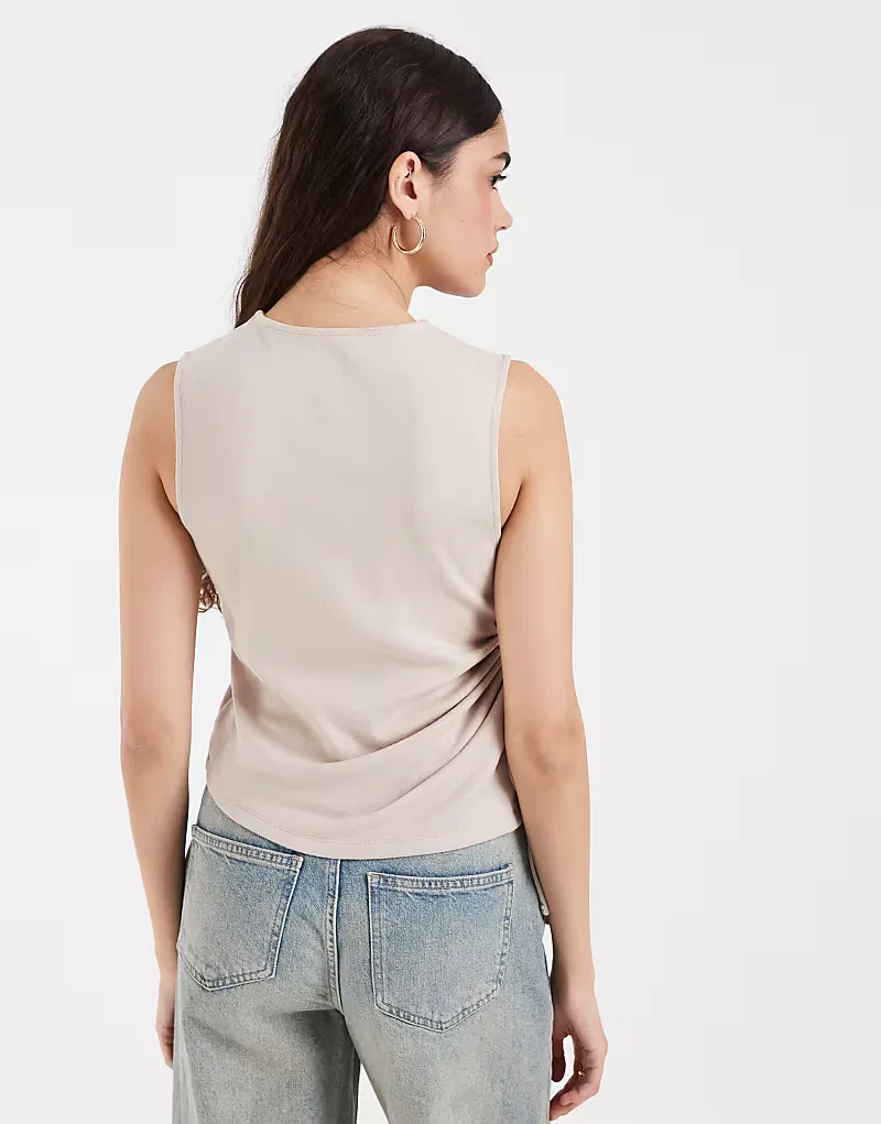 Асимметричный трикотажный топ Levi's Alila с завязками, бежевый — фото 4