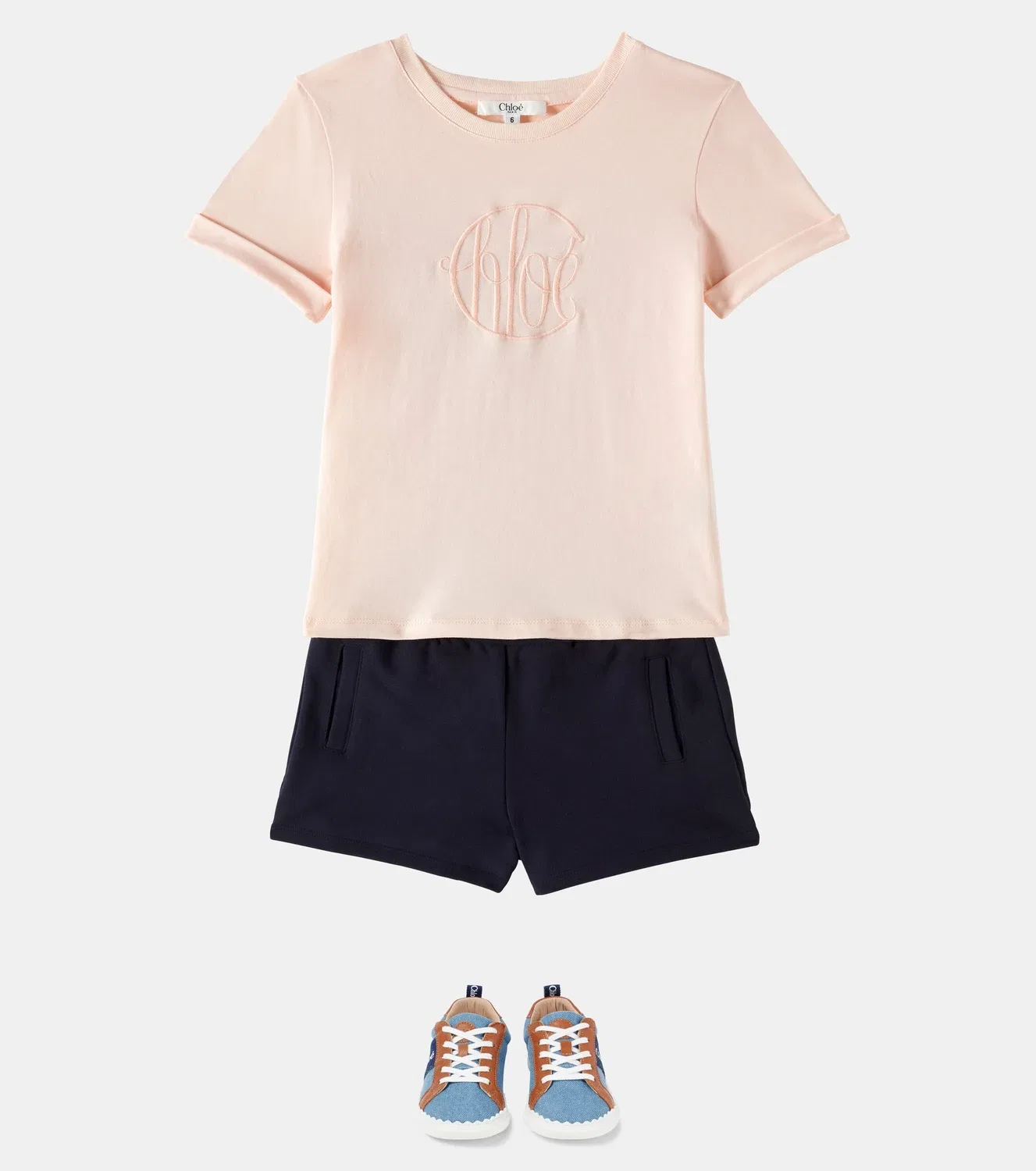 Шорты хлопковые Chloé Kids, синий — фото 2