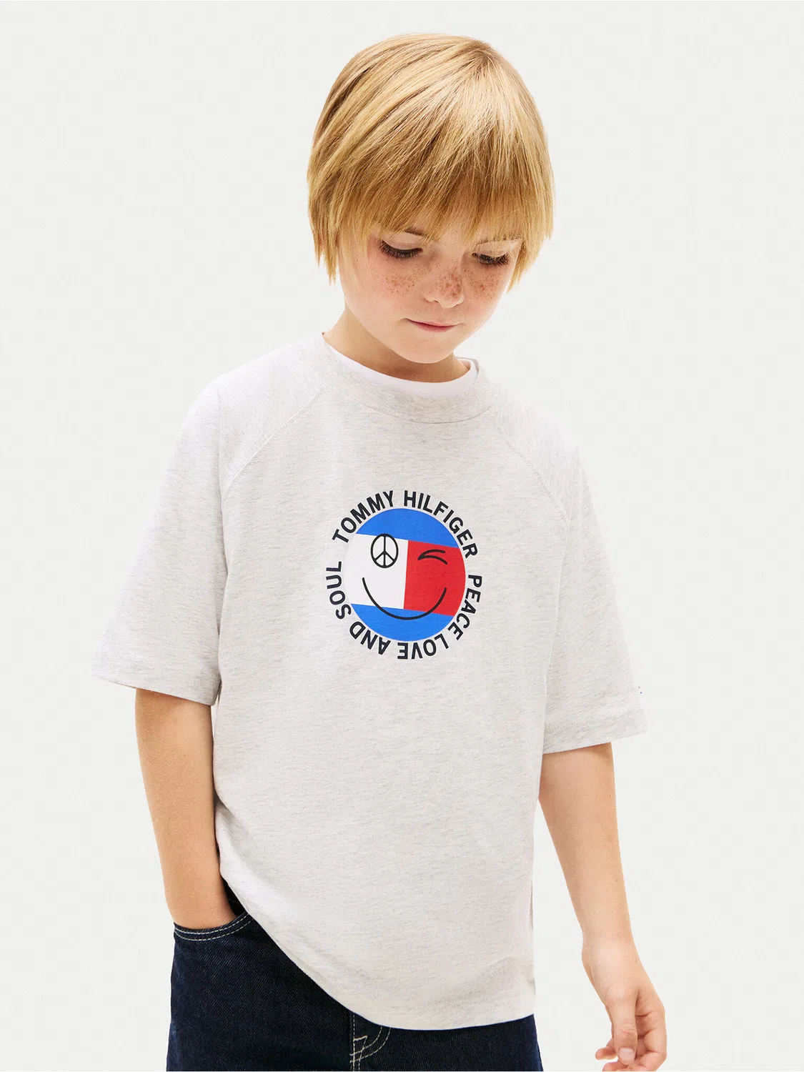 Футболка стандартного кроя для мальчика Smiley Flag Tommy Hilfiger, серый