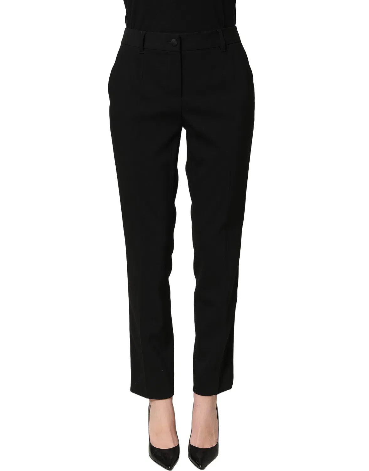 Женские брюки прямые с высокой посадкой High Waist Straight Dolce & Gabbana, Black — фото 3
