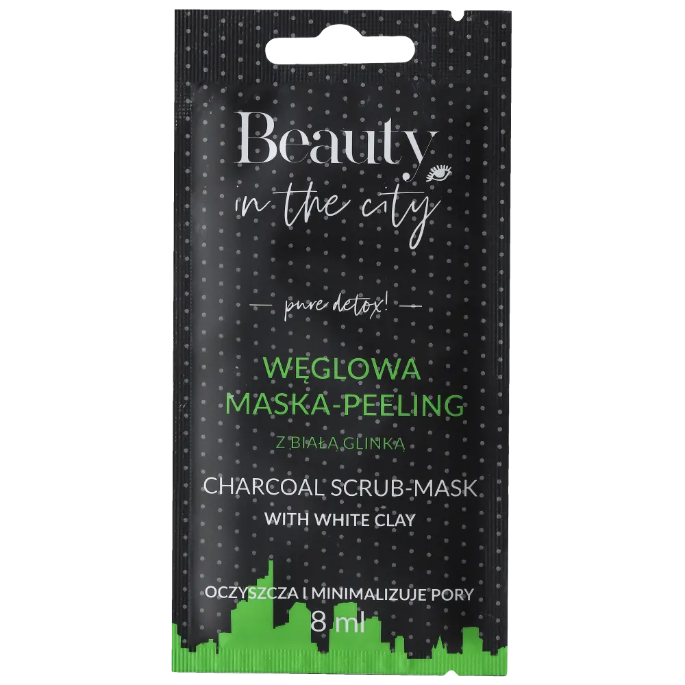 

Beauty In The City Detox угольная маска-пилинг с белой глиной для лица, 8 мл