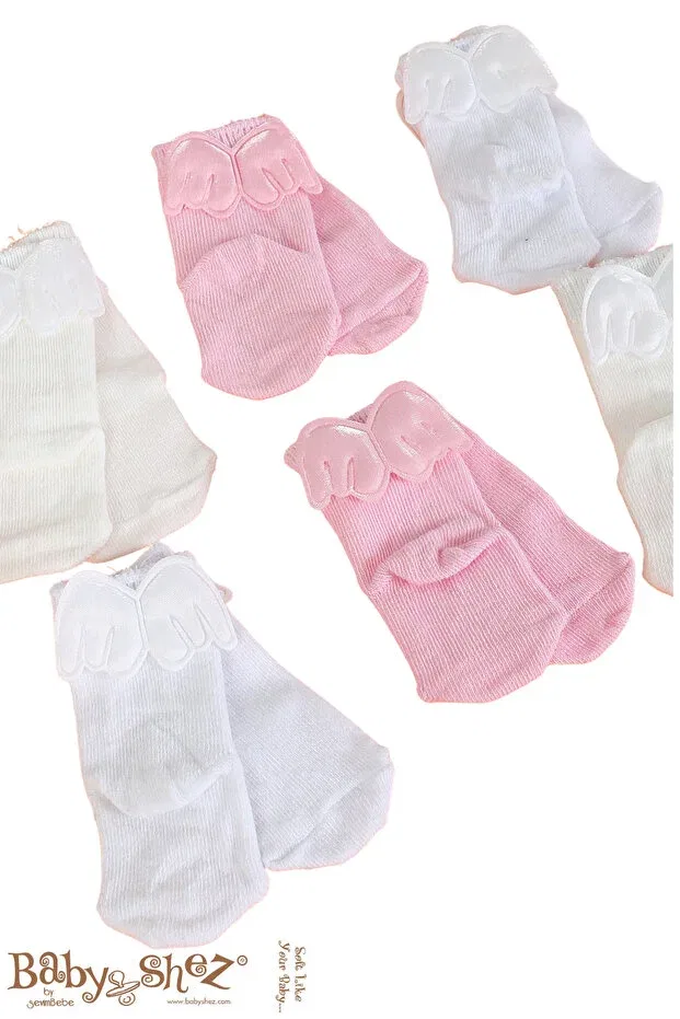 Детские носки для новорожденных хлопковые 6 пар Angel Wings Baby Shez, Pink