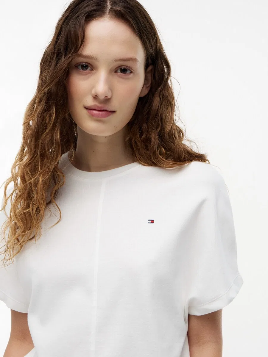Футболка TOMMY HILFIGER с рукавами "летучая мышь" белого цвета — фото 2