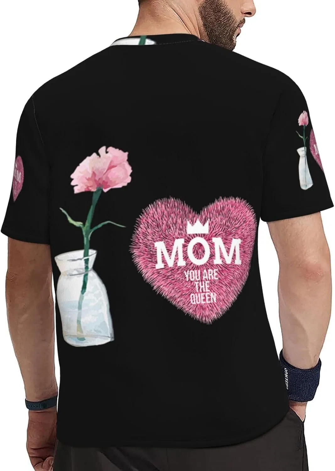 Мужская футболка с коротким рукавом, сетчатая, Quick-Dry, Happy Mother's Day Mom You Are the Queen2 — фото 4