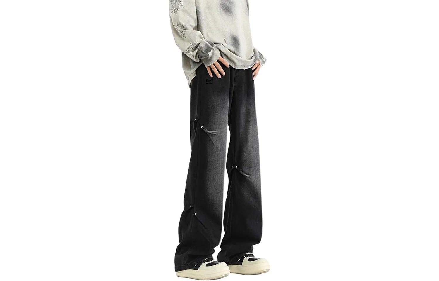 Детские джинсы в стиле стритвир Black Gray MIIOW