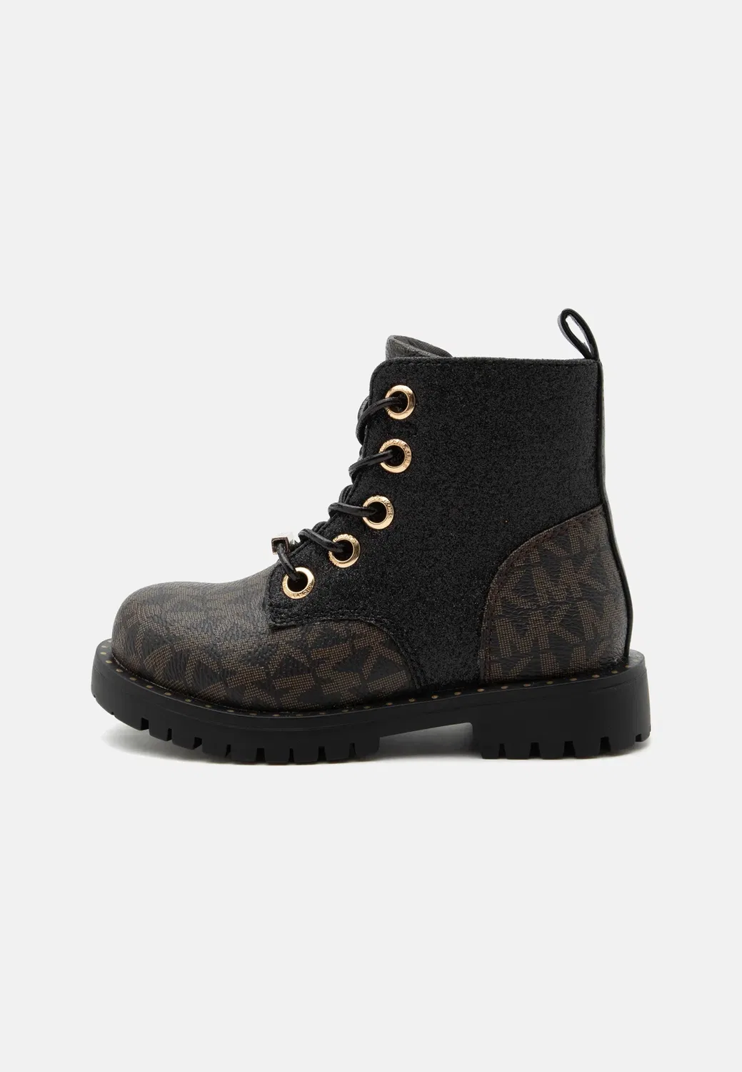 Детские блестящие ботильоны Kalina на шнуровке Michael Kors Kids, Brown/Butternut/Black