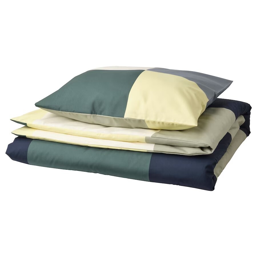 Комплект постельного белья Ikea Brunkrissla, 2 предмета, 150x200/50x60 см, зеленый/мультиколор