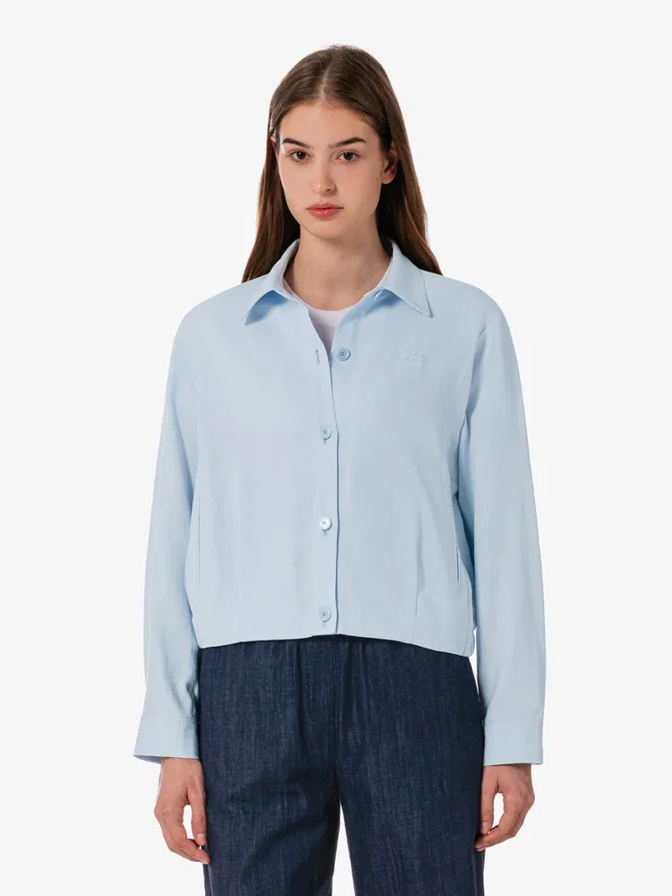 Жакет летний LACOSTE Lavender, из льна и хлопка, оверсайз — фото 4