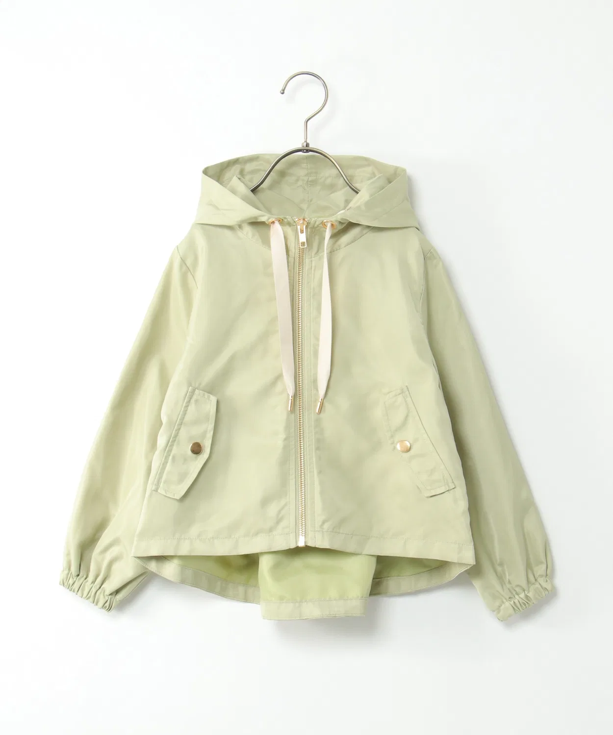 Детская куртка-парка с капюшоном, фларе, модель Satin Flare Mountain Parka, ikka, Green — фото 2