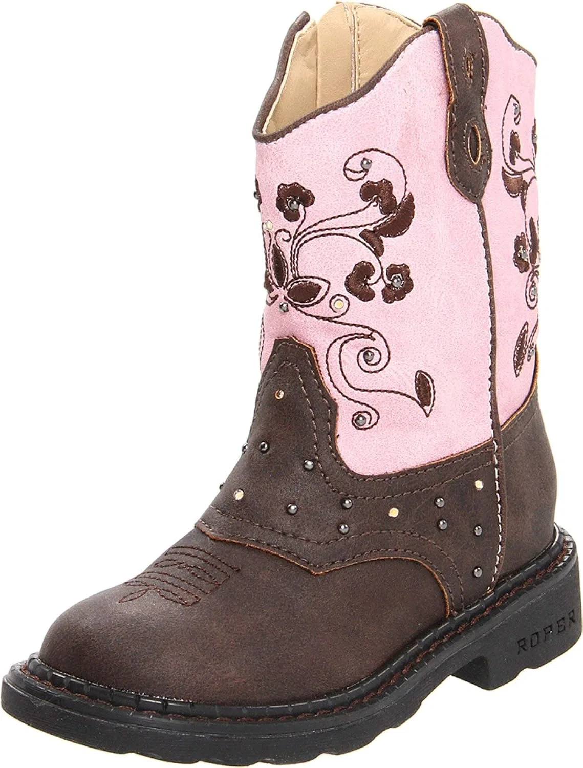 Детские сапоги для девочек с круглым носком Roper Saddle Light Tin Haul, Brown