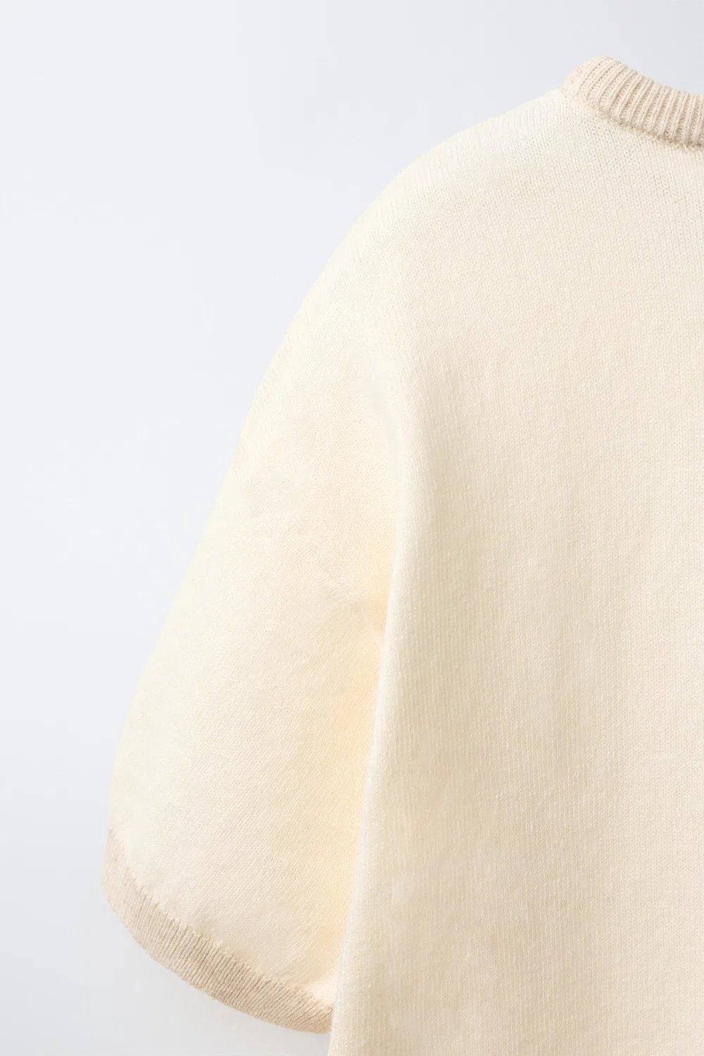 Вязаная футболка из хлопка и льна ZARA, Light beige — фото 4