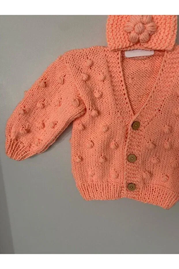 Детский кардиган для девочек хлопковый El Örgüsü Cici Bebe, Puppy'S Paw — фото 2