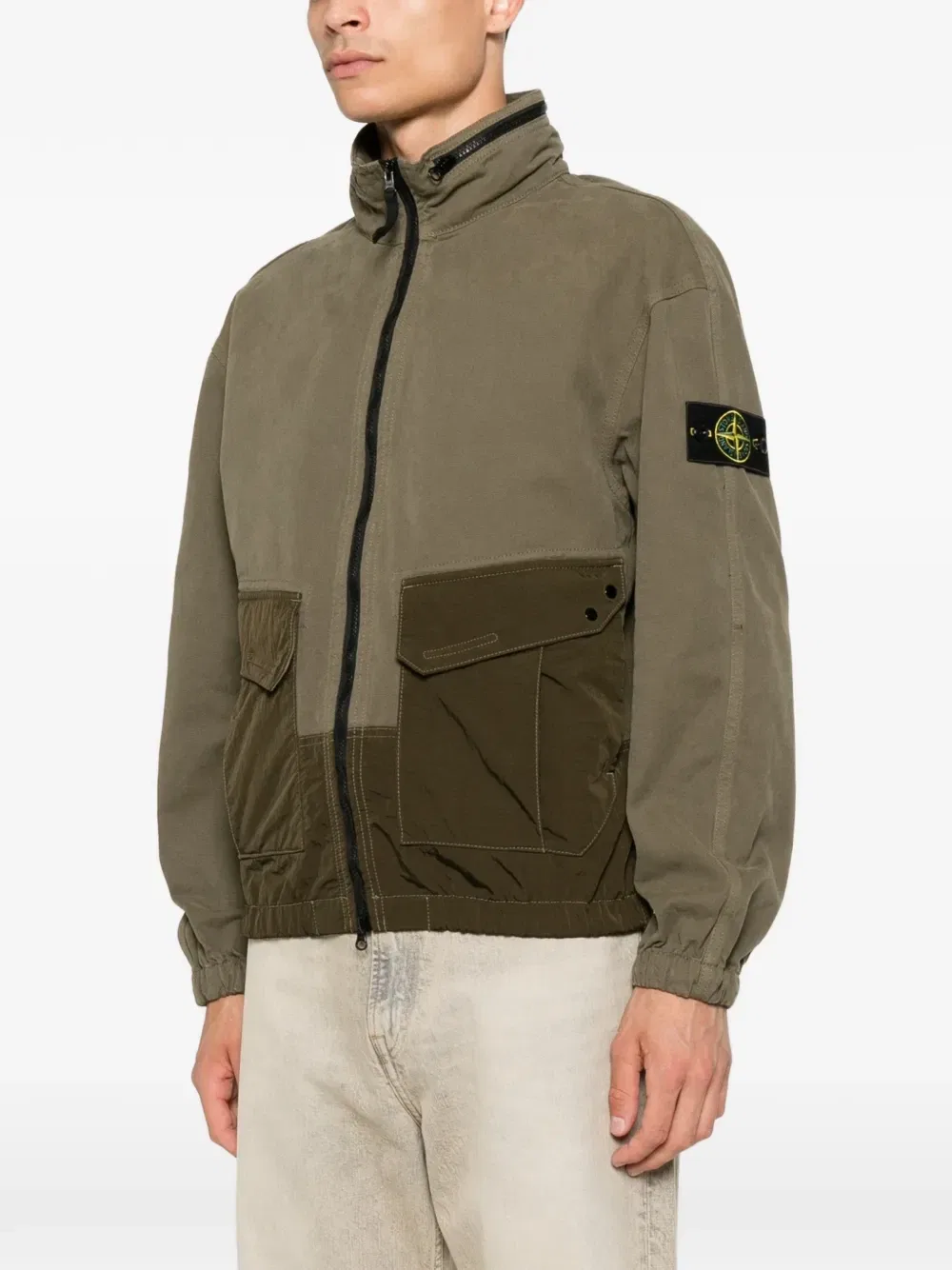 Куртка с нашивкой-логотипом из нескольких материалов Stone Island, зеленый — фото 3