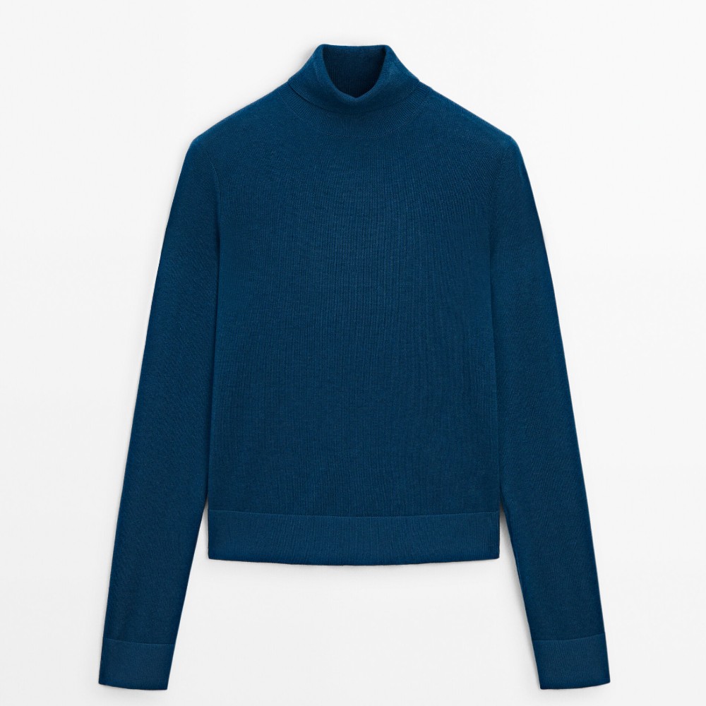 

Свитер Massimo Dutti High Neck Knit, синий